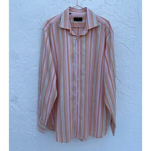 Etro Milano Mens Long Sleeve Button Down Collared Shirts Stripes Sz 44